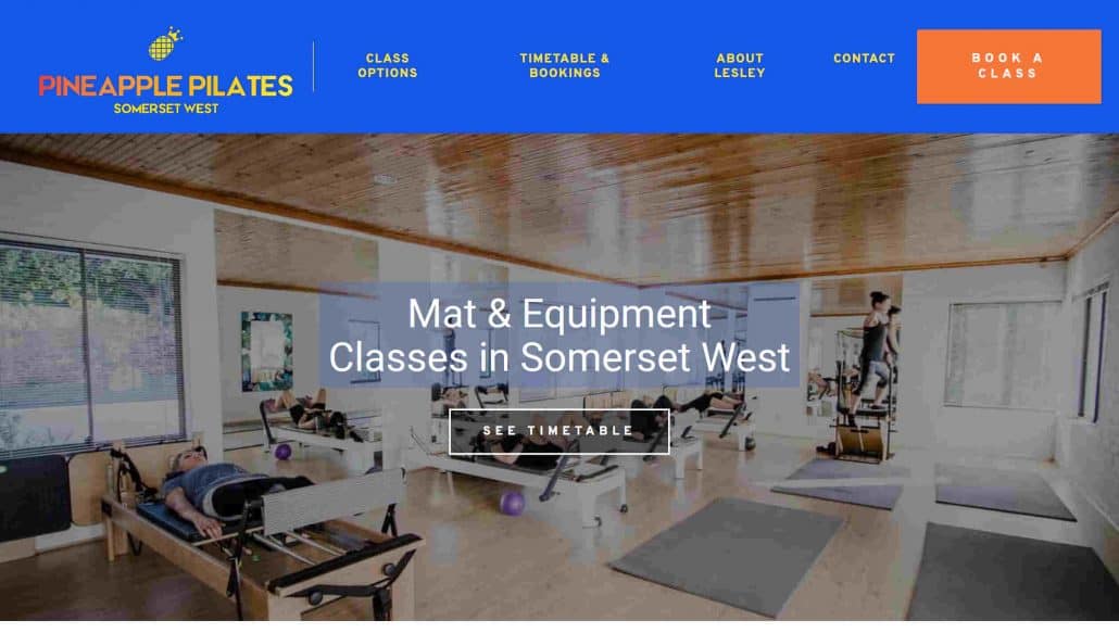 Pilates website by Vinefruit South Africa